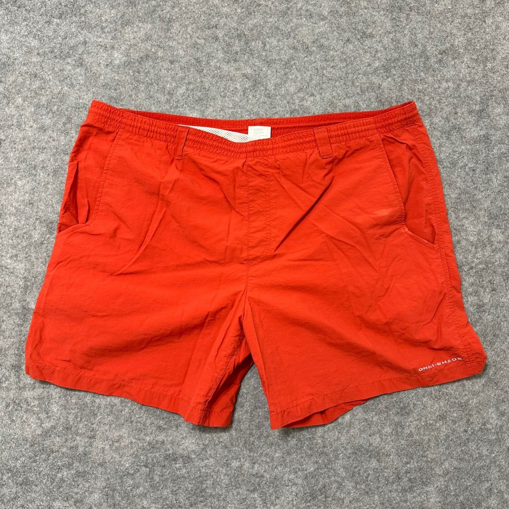 Columbia PFG Fishing Shorts Mens Large Orange Omni-Shade Performance Nylon